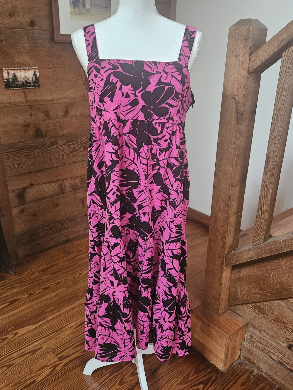 Michael Kors Pink and Black Floral Sleeveless Maxi Summer Dress🩷